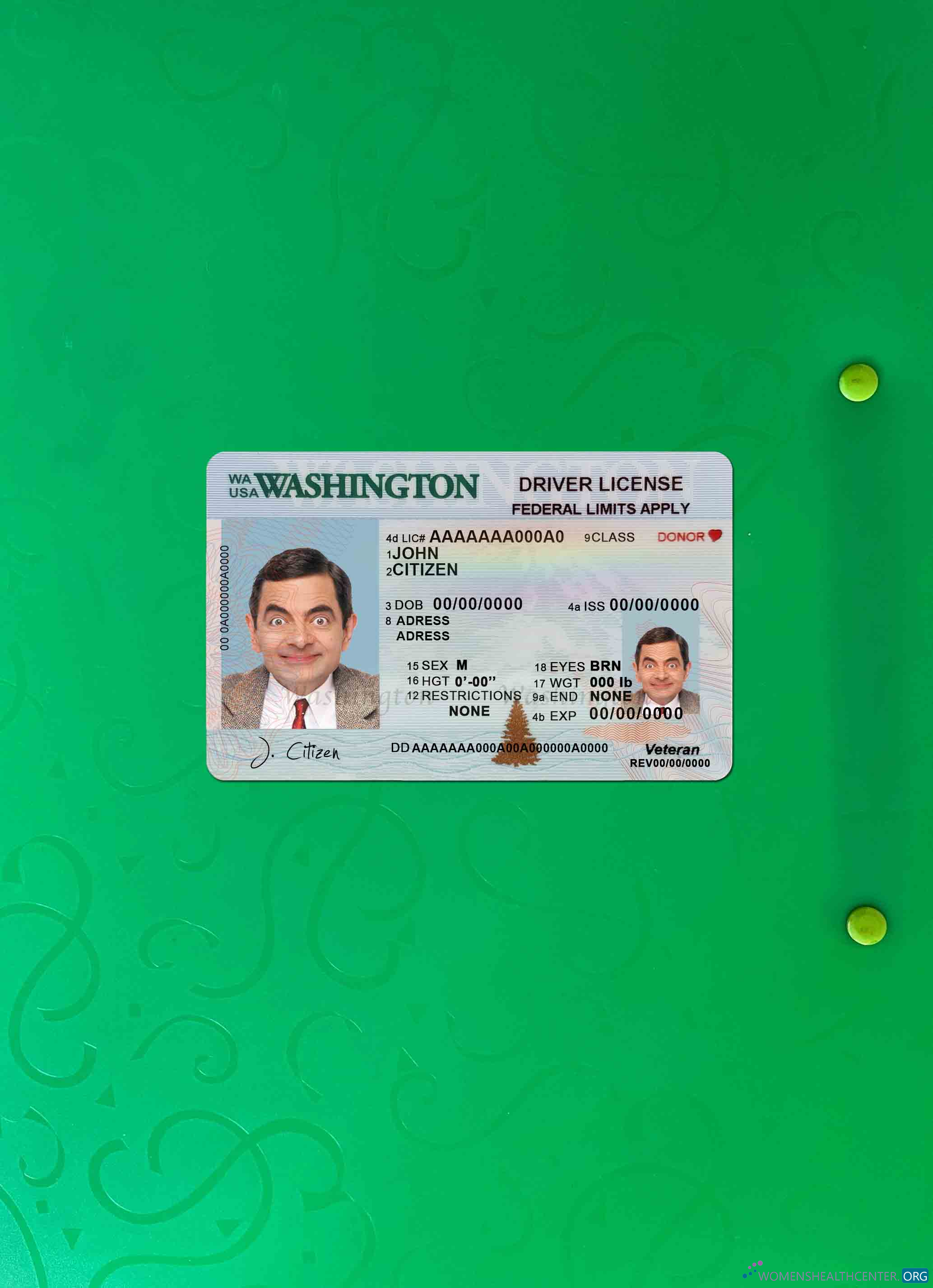 USA Washington driving license template in PSD format (2018 – present) photolook FRONT